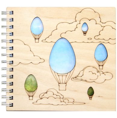 Утварь и подарки Блокнот-скетчбук деревянный с ручкой «Воздушные шары»