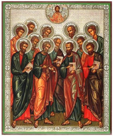 Иконы Собор Апостолов, икона литография на дереве (17 х 21 см)