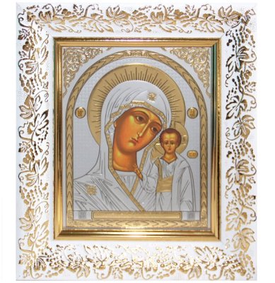 Иконы Казанская икона Божией Матери в багетной рамке (22 х 25 см)