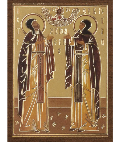 Иконы Петр и Феврония Муромские икона на МДФ (4 х 6 см)