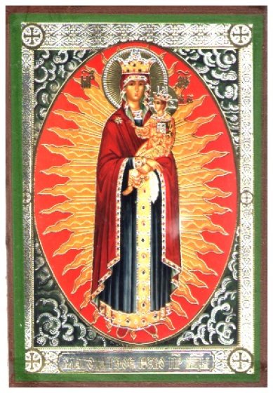 Иконы Благодатное Небо (Что Тя наречем?) икона Божией Матери литография на дереве (6 х 9 см)