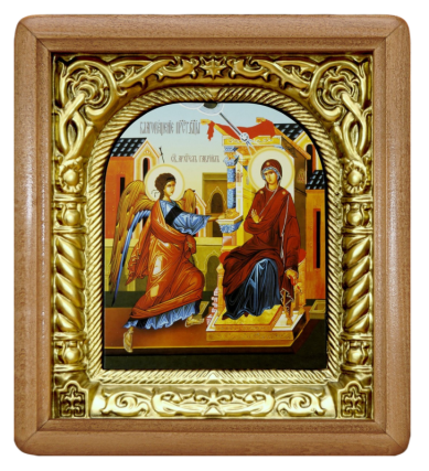 Иконы Благовещение Пресвятой Богородицы икона в киоте (17,5 х 19,5 см)