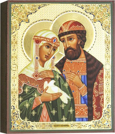 Иконы Святые Петр и Феврония Муромские. икона 13 х 16 см