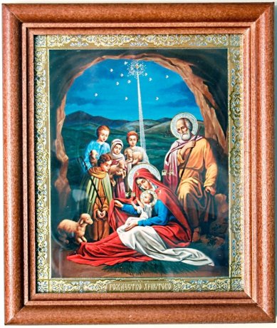 Иконы Рождество Христово икона под стеклом (13х16 см, Софрино)