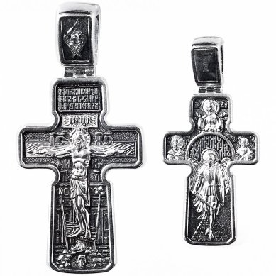 Ювелирные изделия Крест из серебра 925, частичное чернение, проба