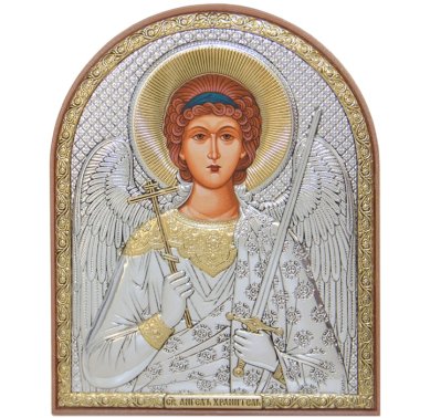 Иконы Ангел Хранитель икона в серебряном окладе на пластике (12 х 15,5 см)