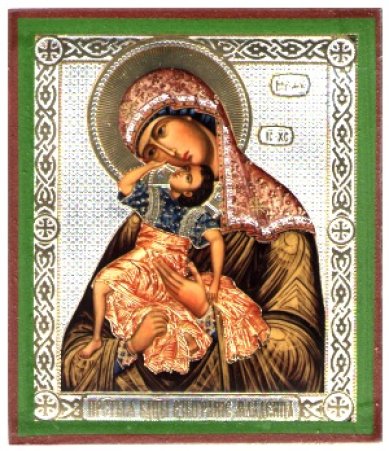 Иконы Взыграние Младенца икона Божией Матери на дереве (6х7 см, Тиль)