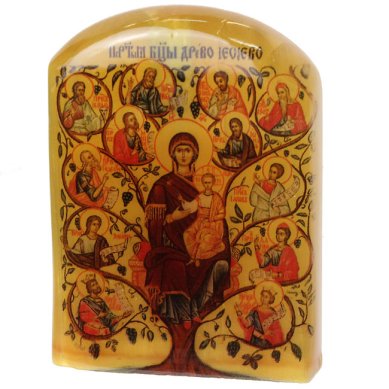 Иконы Древо Иессеево, икона настольная из селенита (45 х 30 х 65 мм, 65 г)