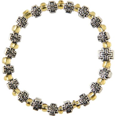 Утварь и подарки Браслет из бусин с крестиками желтый