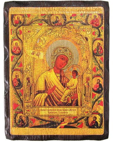 Иконы Хлебенная  (Запечная) икона Божией Матери на доске под старину (18х24 см)