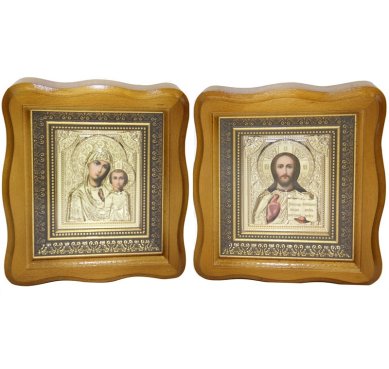 Иконы Венчальная пара Спаситель-Казанская Божия Матерь (размер иконы 19 х 21 см)