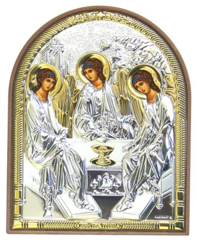 Иконы Троица  Святая икона в серебряном окладе на пластике (8,5 х 10,5 см)