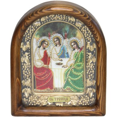 Иконы Святая Троица икона из бисера (18,5 х 23 см)