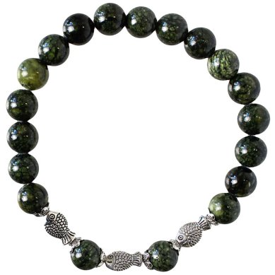 Утварь и подарки Браслет 18-20 зерен из камня агат моховый (с рыбками)