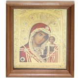 Иконы Казанская Божия Матерь икона с мощевиком (частичка Святой земли в капсуле, 13 х 15,5 см, Софрино)