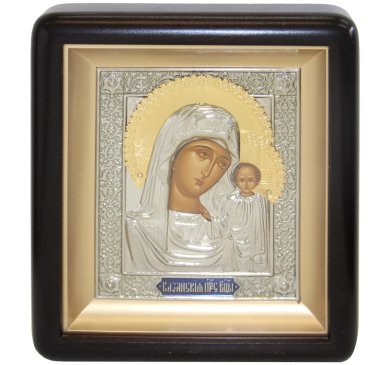 Иконы Казанская икона Божией Матери в киоте (17,5 х 19,5 см, Софрино)