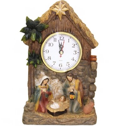 Утварь и подарки Рождественская композиция часы с подсветкой (домик)
