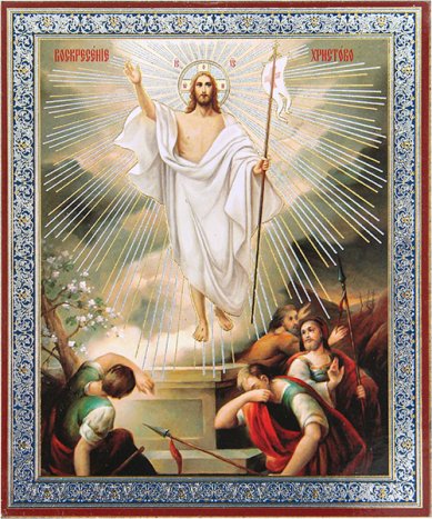 Иконы Воскресение Христово, икона на оргалите, 11 х 13 см