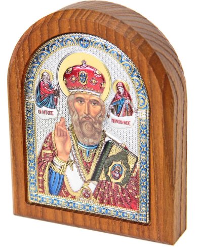 Иконы Николай Чудотворец икона в серебряном окладе 9 х 11,5 см