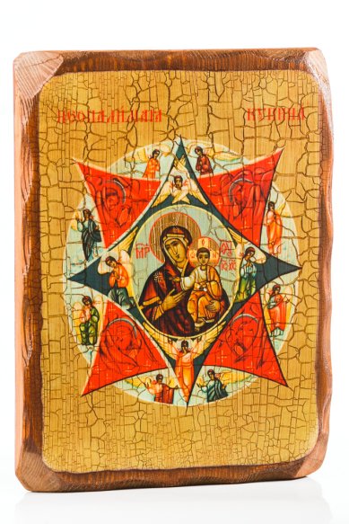 Иконы Неопалимая купина икона Божией Матери на доске под старину (18х24 см)