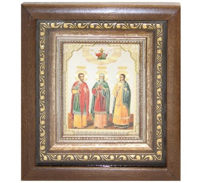Иконы Гурий, Самон и Авив мученики икона в киоте (17 х 19,5 см)