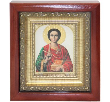 Иконы Пантелеимон Целитель икона в киоте (17 х 19,5 см)