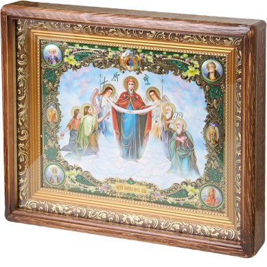 Иконы Покров Божией Матери, икона в киоте (27,5 х 33 см)