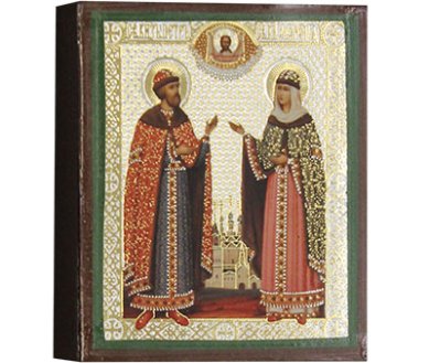 Иконы Святые князь Петр и княгиня Феврония, икона 6 х 7 см