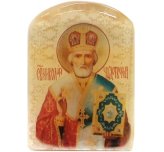 Иконы Икона настольная из селенита «Николай Чудотворец» (4,5 х 6,5 см)