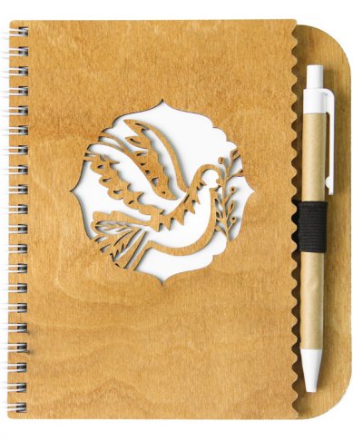 Утварь и подарки Блокнот-скетчбук деревянный с ручкой «Голубь»