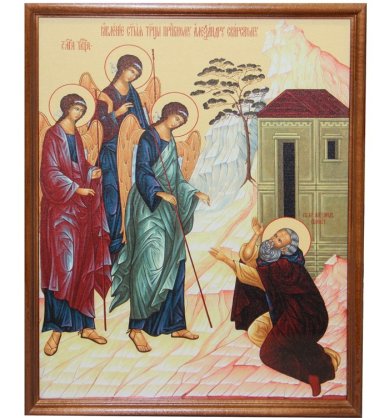 Иконы Явление Святой Троицы Александру Свирскому икона (32 х 42 см, Софрино)