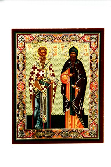 Иконы Кирилл и Мефодий икона ламинированная (6 х 9 см)