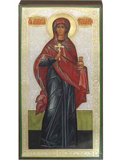 Иконы Святая великомученица Анастасия Узорешительница, икона 13х25 см, Тиль