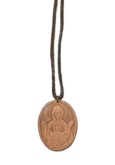 Утварь и подарки Медальон-образок «Знамение Пресвятой Богородицы» (кожа)