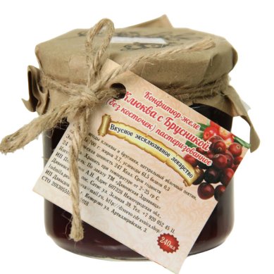 Натуральные товары Конфитюр Клюква-брусника, 240 г