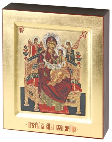 Иконы Всецарица икона Божией Матери на дереве, ручная работа (17,5 х 21 см)