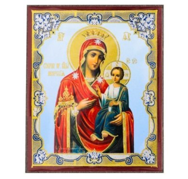 Иконы Иверская, икона БМ на планшете, 6 х 7,5 см