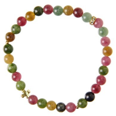 Утварь и подарки Браслет из камня турмалин с крестом, 30 звеньев