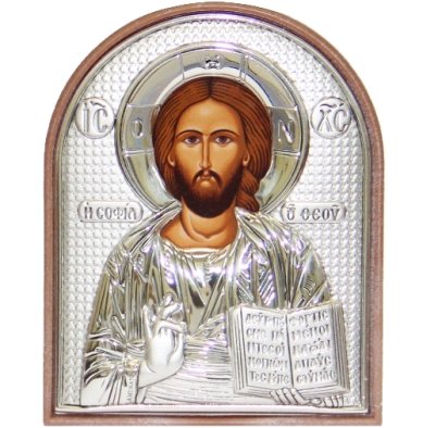 Иконы Господь Вседержитель икона в серебряном окладе на пластике (8,5 х 10,5 см)