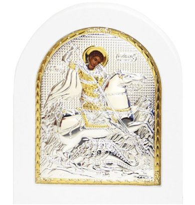 Иконы Георгий Победоносец икона в серебряном окладе, ручная работа (11 х 13 см)