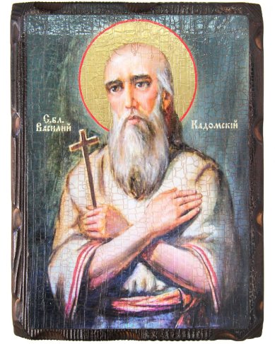 Иконы Василий Кадомский святитель икона на дереве под старину (18 х 24 см)