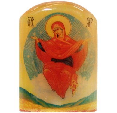 Иконы Икона настольная из селенита «Спорительница хлебов икона Божией Матери» (4,5 х 6,5 см)