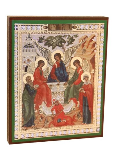 Иконы Святая Троица икона, литография на дереве (13 х 16 см)