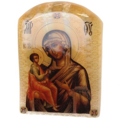 Иконы Иерусалимская, икона настольная из селенита (45 х 30 х 65 мм, 65 г)