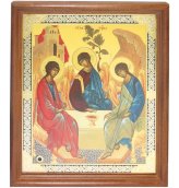 Иконы Святая Троица икона с мощевиком (20 х 24 см, Софрино)