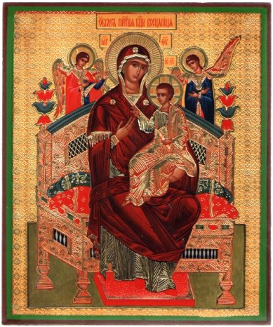 Иконы Всецарица икона Божией Матери на дереве (17х21 см, Тиль)