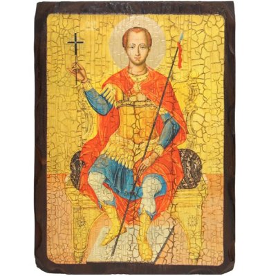 Иконы Николай Новый Вунени преподобномученик икона на дереве под старину (18 х 24 см)