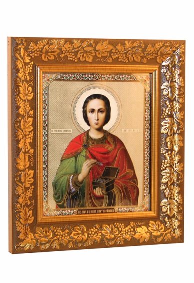 Иконы Пантелеимон целитель, икона в рамке под стеклом (22х24,5 см)