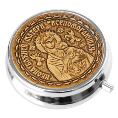 Утварь и подарки Таблетница с берестой «Страстная. Всепомогающая» (5 х 5 см)