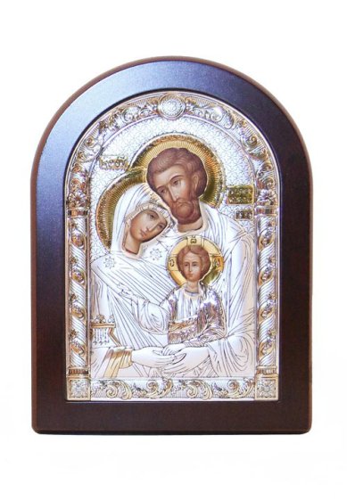 Иконы Святое Семейство, икона в серебряном окладе, ручная работа (15 х 20 см)